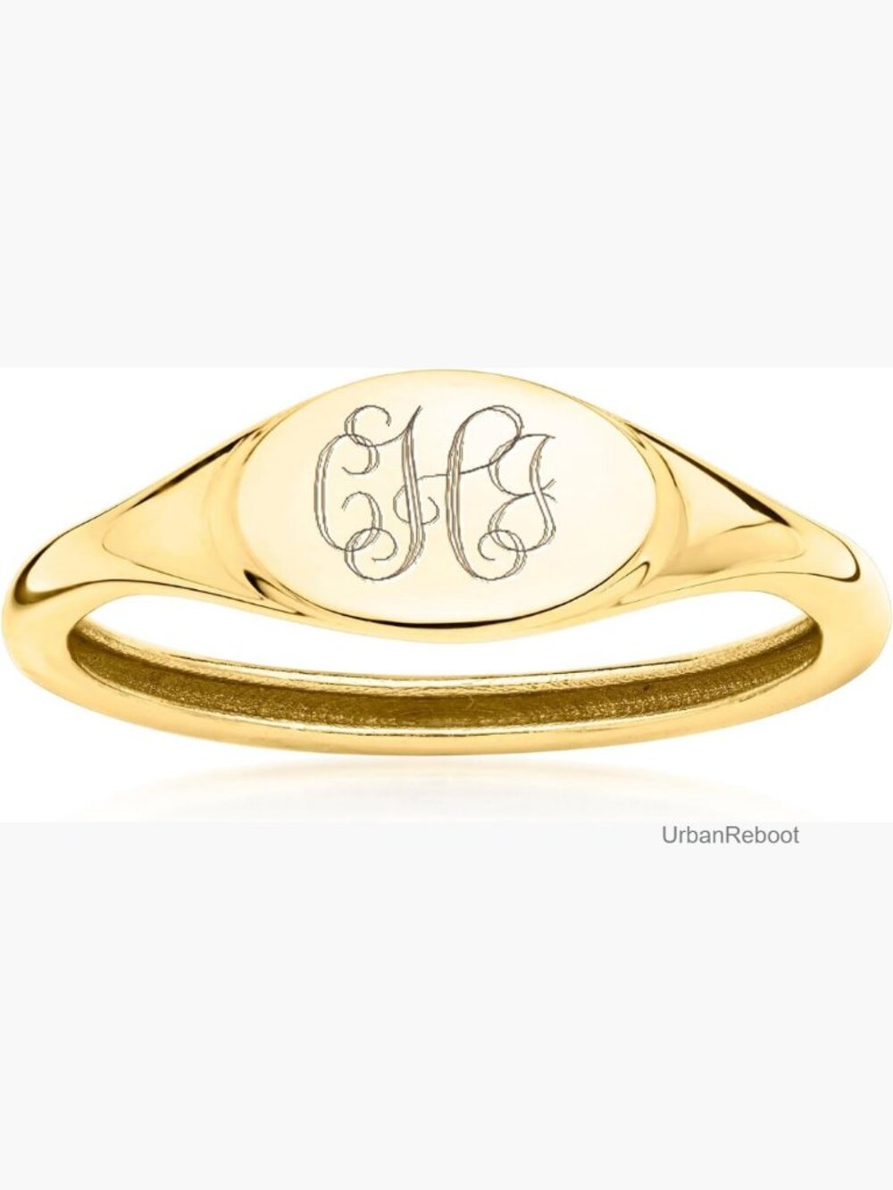 Italian 10kt Yellow Gold Plain Signet Ring Size 10 Band